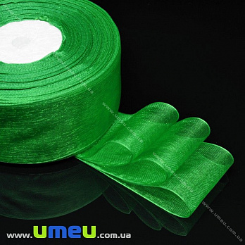 Лента из органзы, 40 мм, Зеленая (LEN-016616)