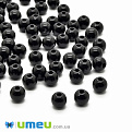 Бусины пластиковые Круглые, 6 мм, Черные (BUS-002089)