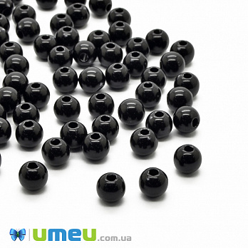 Бусины пластиковые Круглые, 6 мм, Черные (BUS-002089)
