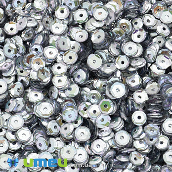 Пайетки Индия круглые граненые, 4 мм, Серебристые АВ (PAI-037802)