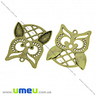 Подвеска метал. Сова, 31х27 мм, Античное золото (POD-031466)