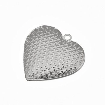 Медальон Сердце с узором из нержавеющей стали, 29х29х7 мм, Темное серебро  (STL-061287)