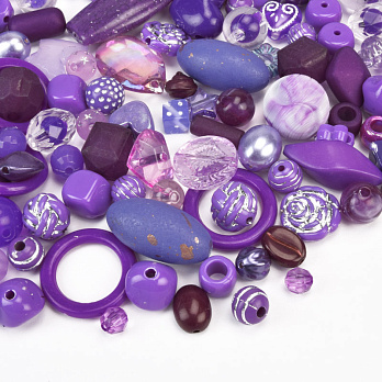 Намистини пластикові, Мікс бузковий (BUS-062212)