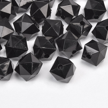 Бусины для сумок ОПТ Акриловые, Куб граненый, 11,5х10 мм, Черные (BUS-059940)