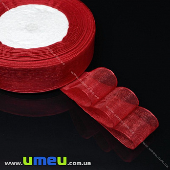 Лента из органзы, 25 мм, Красная (LEN-015621)
