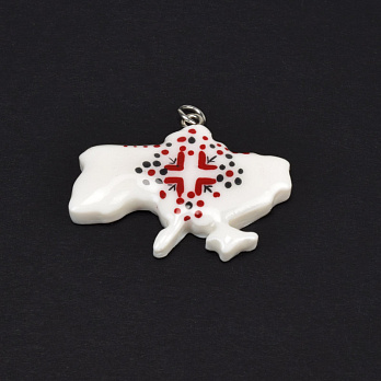 Подвеска Карта Украины из полимерной глины, 32х26 мм, С рисунком (POD-059389)