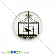 Кабошон стекл. с принтом Клетка, 18 мм, Круглый (KAB-013665)