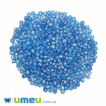 Бисер китайский крупный, 6/0, Голубой АВ прозрачный, 4 мм (BIS-000615)