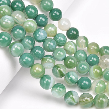 Бусины Агат зеленый, Натур. камень, 10 мм, 38 см, Круглые (BUS-060716)