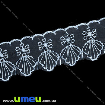 Мереживо органза Мушля, 50 мм, Блакитне (LEN-015554)