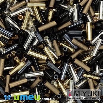 Бісер японський Miyuki Стеклярус 3-6 мм BGM-mix01, Золотисто-чорний (BIS-045911)