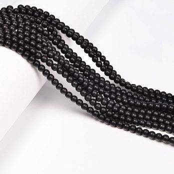Бусины Агат черный матовый, Натур. камень, 4 мм, Круглые (BUS-053985)