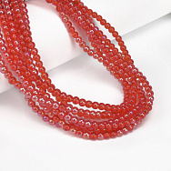 Намистини скляні прозорі, 4,5 мм, Круглі, Червоні АВ (BUS-057253)