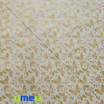 Пакувальний крафт папір Метелики, Білий, 70х100 см (UPK-027150)