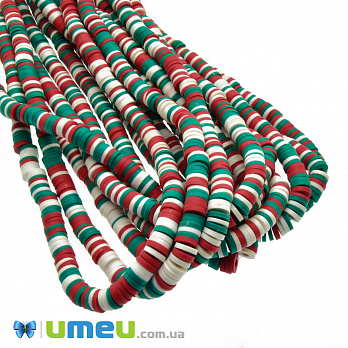 Намистини з полімерної глини, 6 мм, Мікс червоно-зелений (BUS-046994)