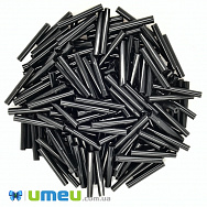 Бісер китайський стеклярус, 19 мм, Чорний натуральний (BIS-037769)