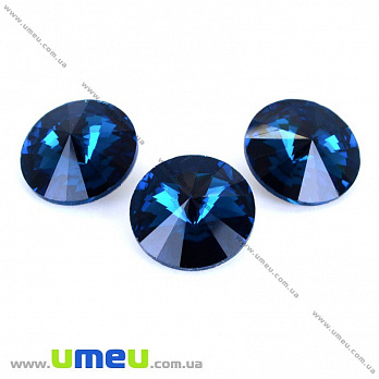 Ріволі скляний, Круглий гранований, 10 мм, Бірюзовий (KAB-013254)