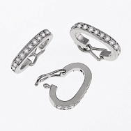 Бейл знімний, 13 мм, Латунь із покриттям Родій, Куб. цирконій (OSN-055381)