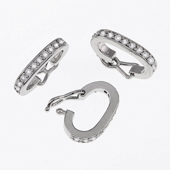 Бейл знімний, 13 мм, Латунь із покриттям Родій, Куб. цирконій (OSN-055381)