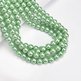 Намистини скляні Перли Premium, 8 мм, Салатові, Круглі (BUS-060501)