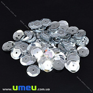 Паєтки Китай круглі грановані, 10 мм, Сріблясті (PAI-031972)