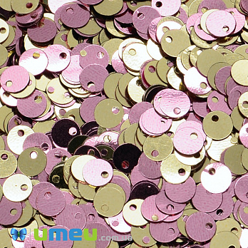 Паєтки Індія круглі плоскі (зміщений отвір), 5 мм, Золотисто-рожеві (PAI-037435)