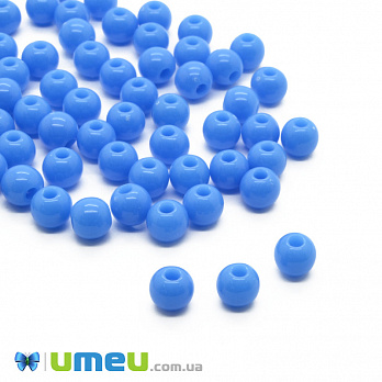 Бусина пластиковая Круглая, 6 мм, Голубая (BUS-000677)
