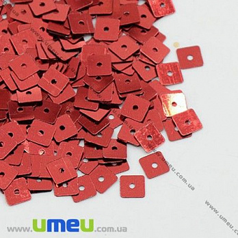 Паєтки Китай квадратні, 5х5 мм, Червоні (PAI-013142)