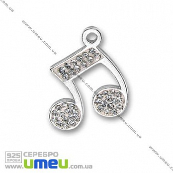 Подвеска из Серебра 925 с кристаллами Swarovski, Нота белая, 24х18 мм (POD-002185)