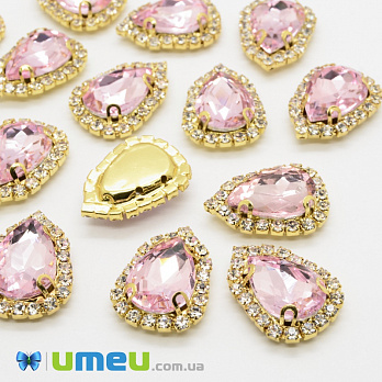 Шатон капля 19х14,5 мм, Золото, Розовый (KAB-038020)