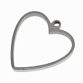 Подвеска из нерж. стали Сердце, 32х30 мм, Темное серебро (STL-060693)