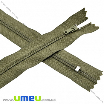 Молния брючная спиральная полупотайная неразъемная, 20 см, Тип 3, Зеленая т. (ZIP-020718)