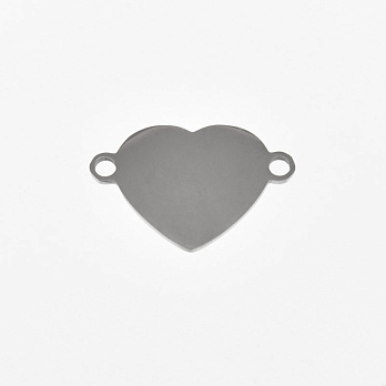 Коннектор из нерж. стали Сердце, 18х12 мм, Темное серебро (STL-061411)