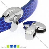 Намистина мет. Буква T, 12х11 мм, Темне срібло (BUS-008887)