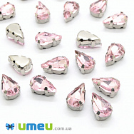 Шатон крапля 13х8 мм, Темне срібло, Рожевий (KAB-040683)