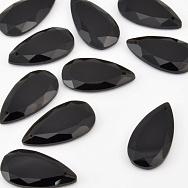 Подвеска Капля граненая, Натур. камень Обсидиан черный, 24,5х13 мм (POD-058665)