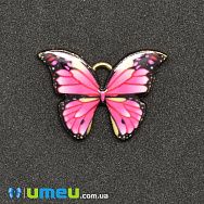 Подвеска метал. Бабочка малиновая, 22х15 мм, Золото (POD-043585)