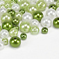 Намистини пластикові Круглі, Перли, 6-10 мм, Мікс біло-зелений (BUS-059765)