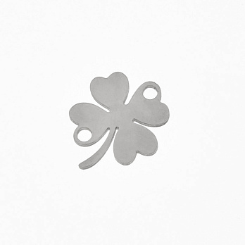 Коннектор из нерж. стали Клевер, 16х13 мм, Темное серебро (STL-061387)