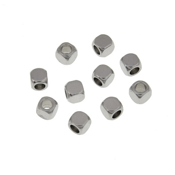 Бусины из нержавеющей стали Куб, 3 мм, Темное серебро (STL-055608)