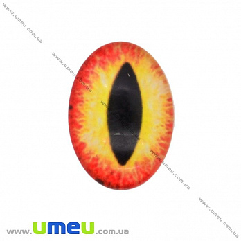 Кабошон скляний з принтом Око, 18х13 мм, Жовтий, Овал (KAB-018719)