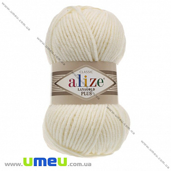 Пряжа Alize Lanagold Plus 100 г, 140 м, Кремова 62 (YAR-029548)