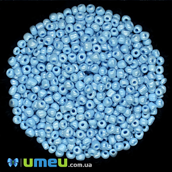 Бісер китайський великий, 6/0, Блакитний перламутровий, 4 мм (BIS-037723)