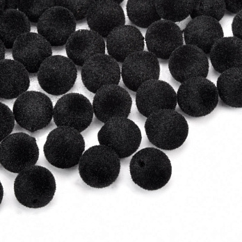 Намистини оксамитові, Круглі, 8 мм, Чорні (BUS-060178)