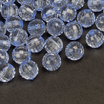 Бусины акриловые, Круглые граненые, 8 мм, Синие светлые (BUS-059876)