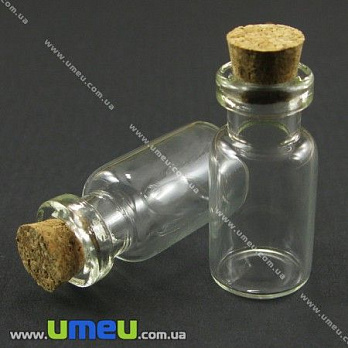 Стеклянная баночка с пробкой, 35х16 мм (DIF-001732)