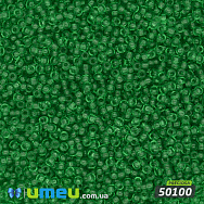 Бисер чешский 14/0, №50100, Зеленый, Прозрачный (BIS-048037)