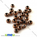 Бусина мет. круглая, 3,2 мм, Медь (BUS-007469)