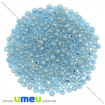 Бісер китайський великий, 6/0, Блакитний перламутровий, 4 мм (BIS-009037)