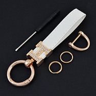 Брелок, 13х3 см, Білий, Натуральна шкіра, Золото (OSN-058503)